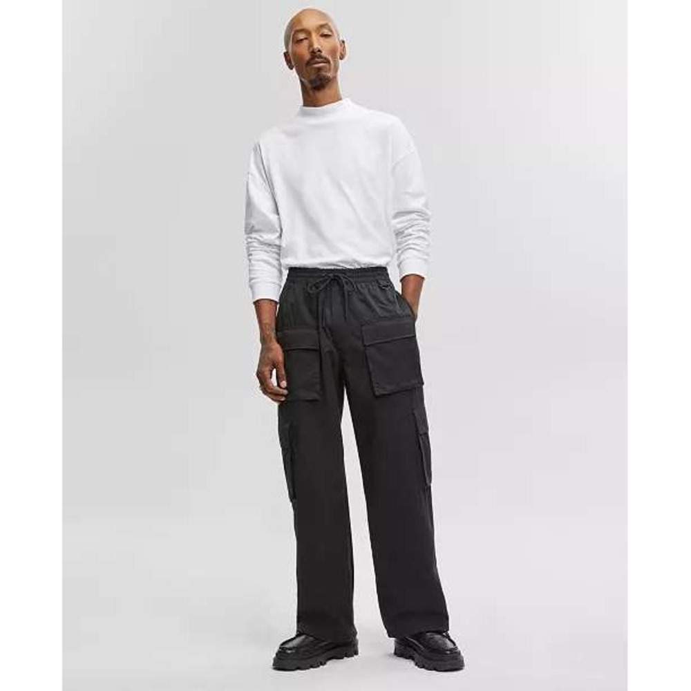 Mode of One‎ Mens Wide-Leg Cargo Pants Deep Black XL 100188360MN Baggy Techwear
